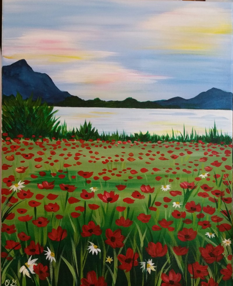 Lake and Poppies
