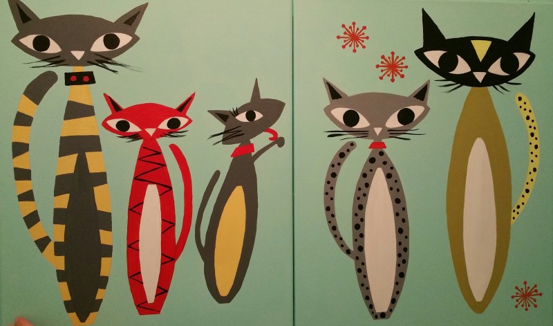 Family Paint: Mini & Me Atomic Retro Kittens