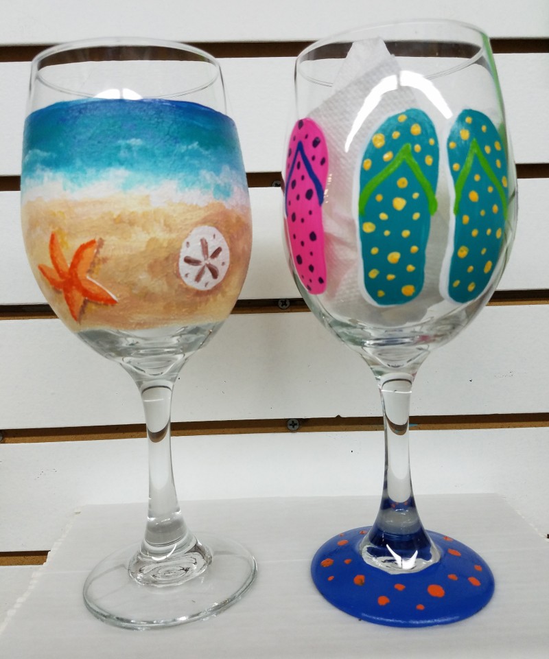 A Day At The Beach Wine Glasses
