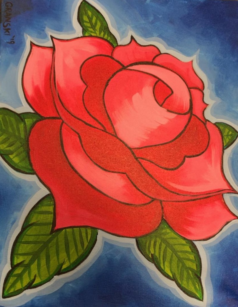 Sip & Paint Traditional Rose - BYOB and Free Parking