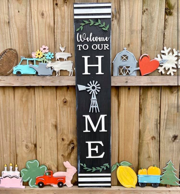 Welcome To Our Home 4ft Interchangeable Porch Leaner