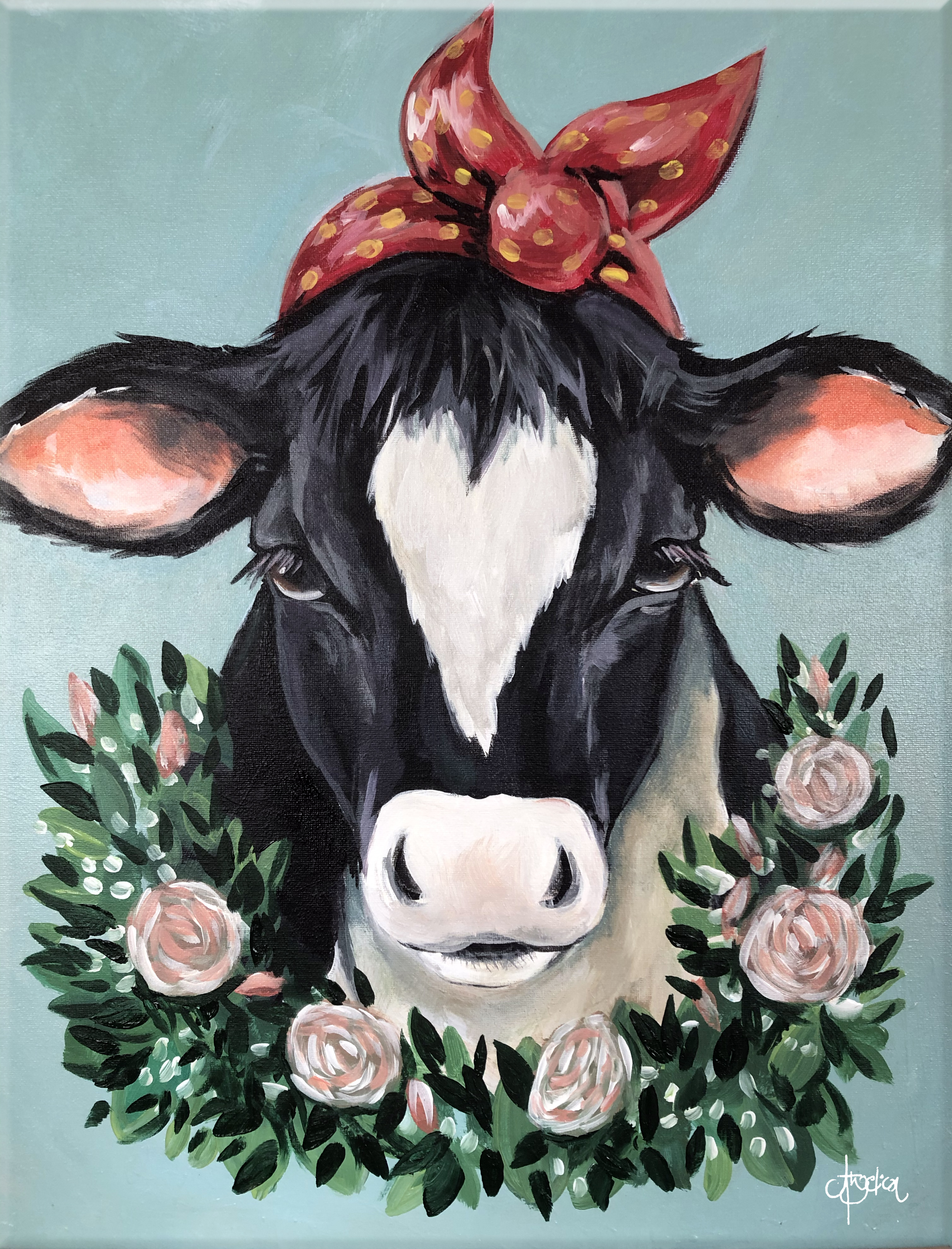 VIRTUAL CLASS! "Betsy the Cow" Pick-Up Paint Kits between 1:00-3:00pm. Join us LIVE on Zoom at 7:00pm!