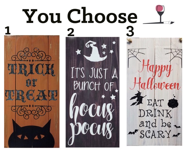  You Choose Your Halloween Wood Design "Trick or Treat", Hocus Pocus" Happy Halloween"
