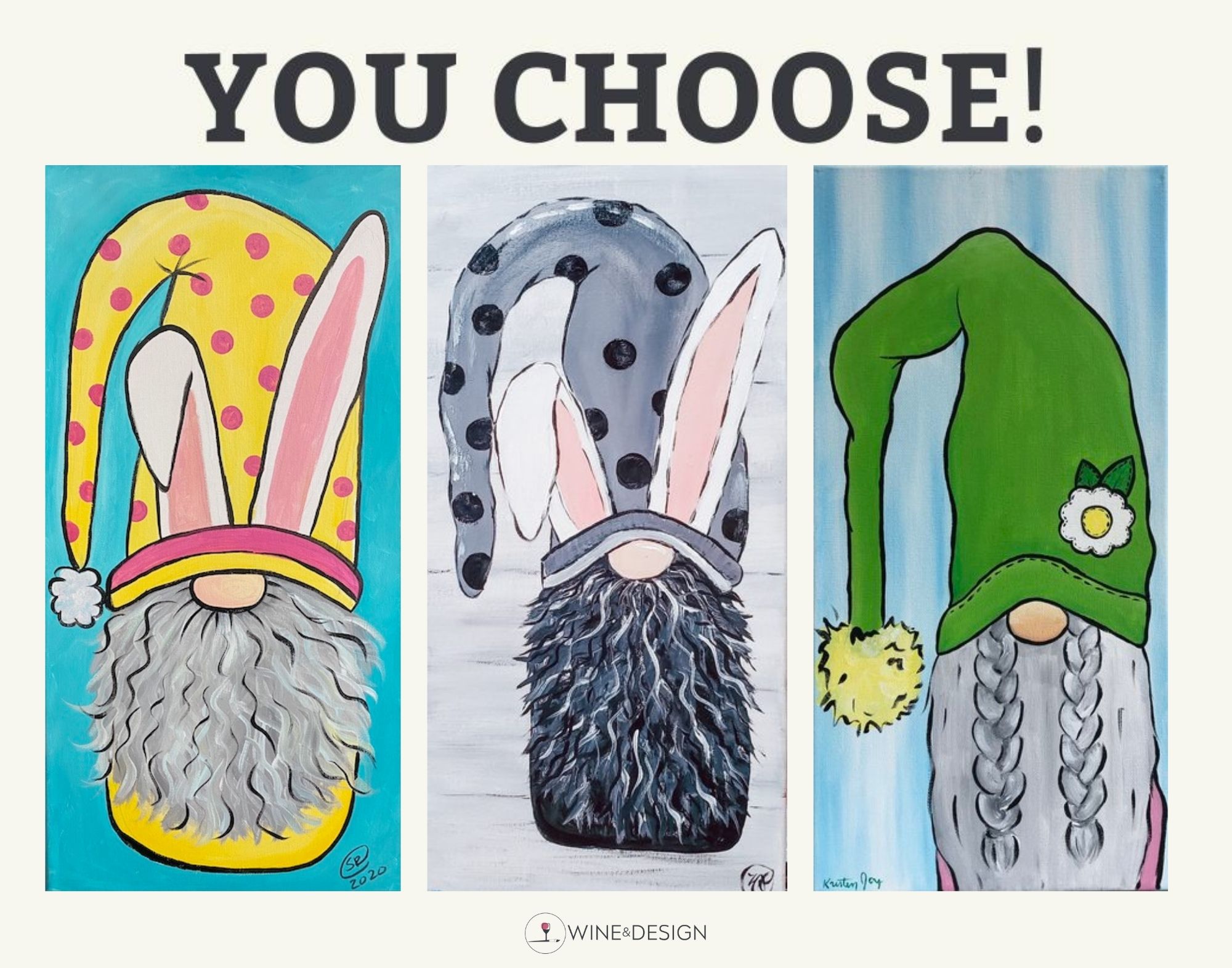 You Choose Gnome: Yellow Bunny, Grey Bunny or Springtime
