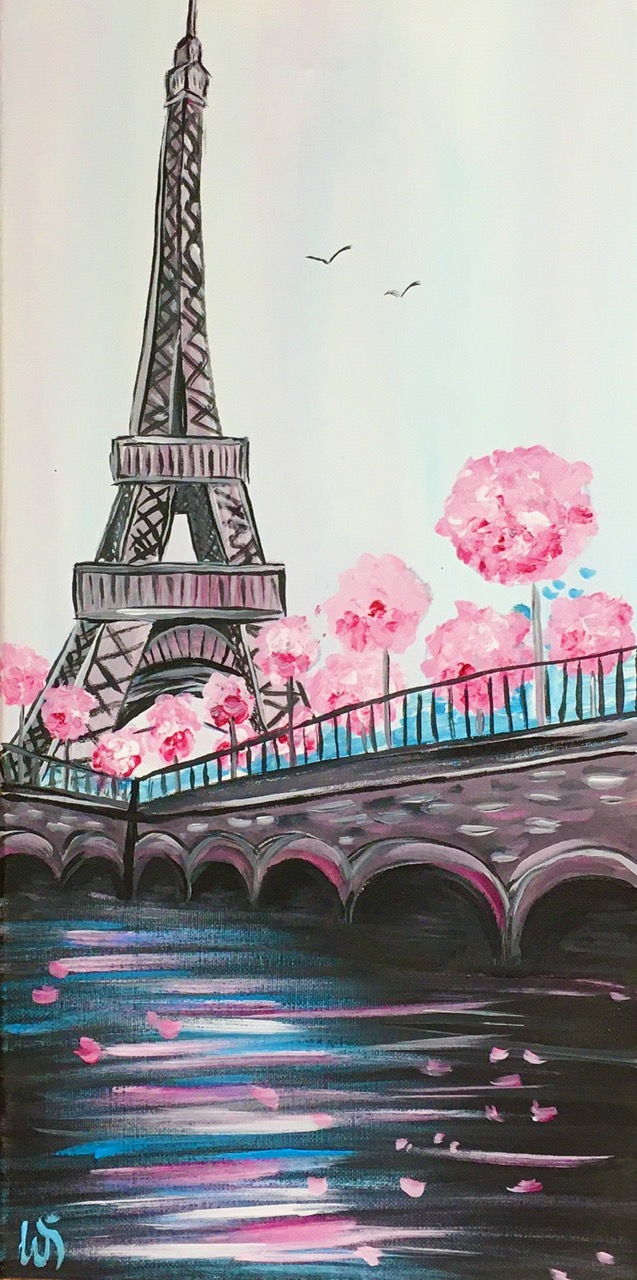Only 6 Seats Left! *Galentine's Day!* IN-STUDIO: Eiffel Tower in Spring - 10x20 acrylic on canvas