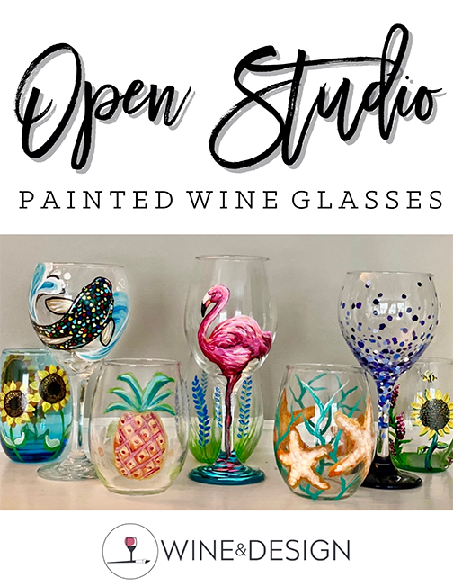 Open Studio Painted Wine Glass