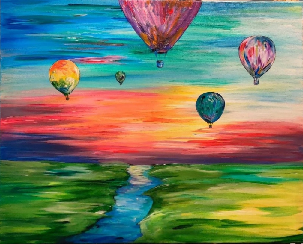 Paint at Bull City Ciderworks: Bright Balloons at Sunset