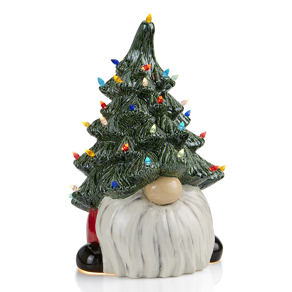 13.5 Light Up Ceramic Christmas Tree Gnome