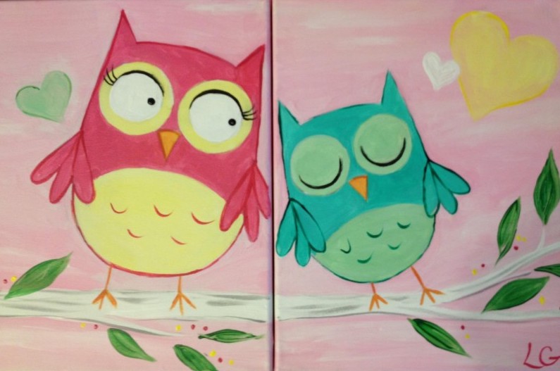 Mom & Me Owls **ONE TICKET COVERS TWO PAINTERS (Mother's Day Special) 
