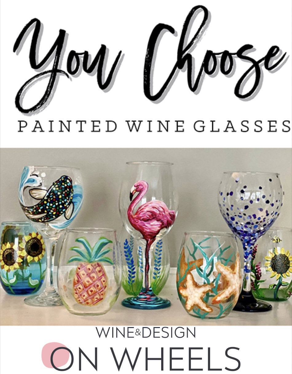 Paint fun Designs on 2 Wine Glasses
