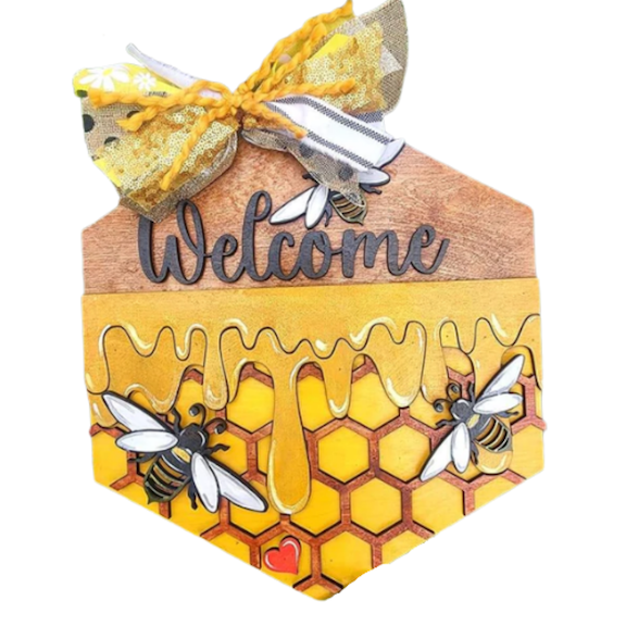 Welcome Honeycomb Door Hanger
