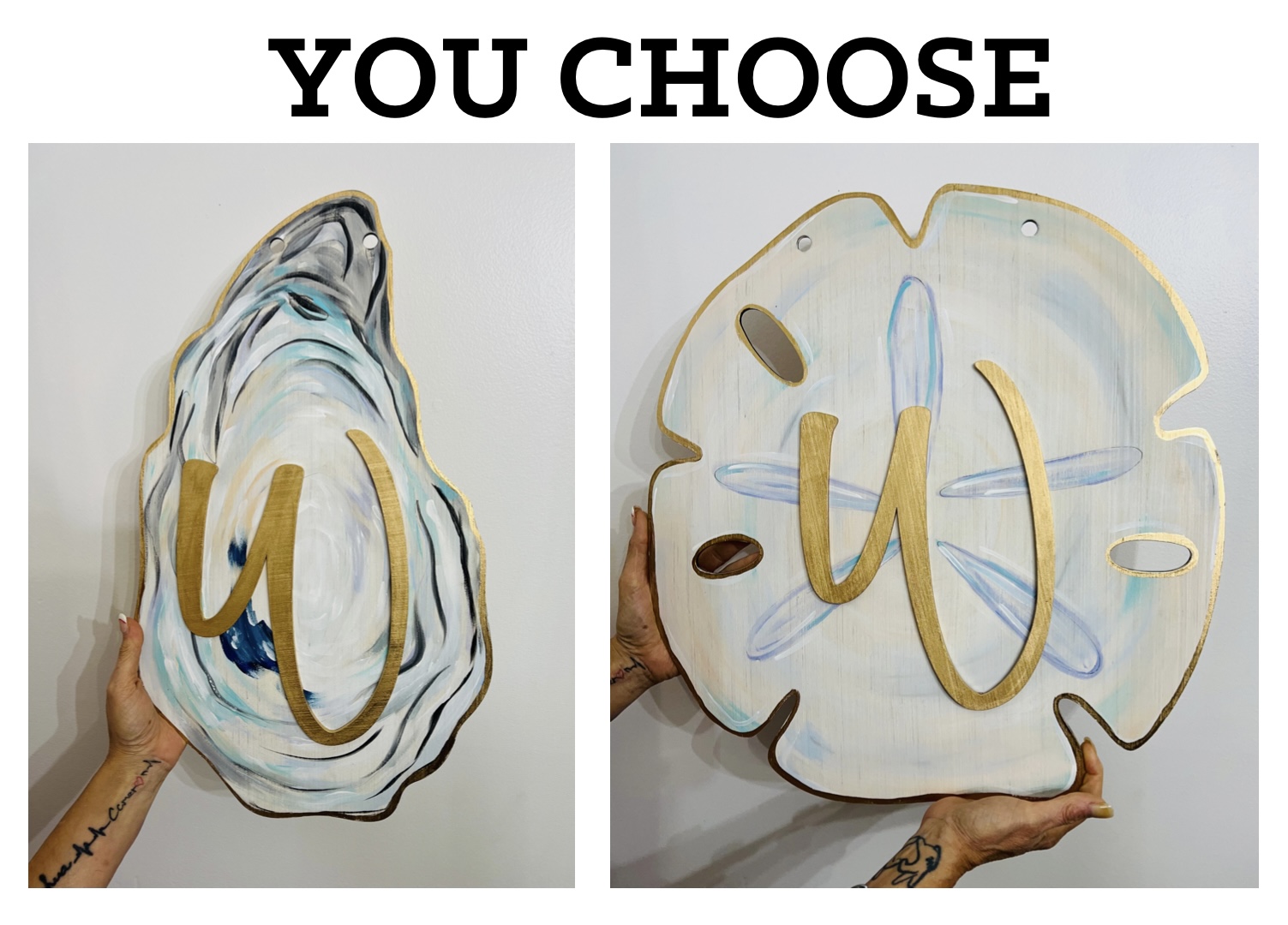 Sand Dollar or Oyster Door Hanger With Single Letter Monogram  REGISTRATION ENDS APRIL 1ST