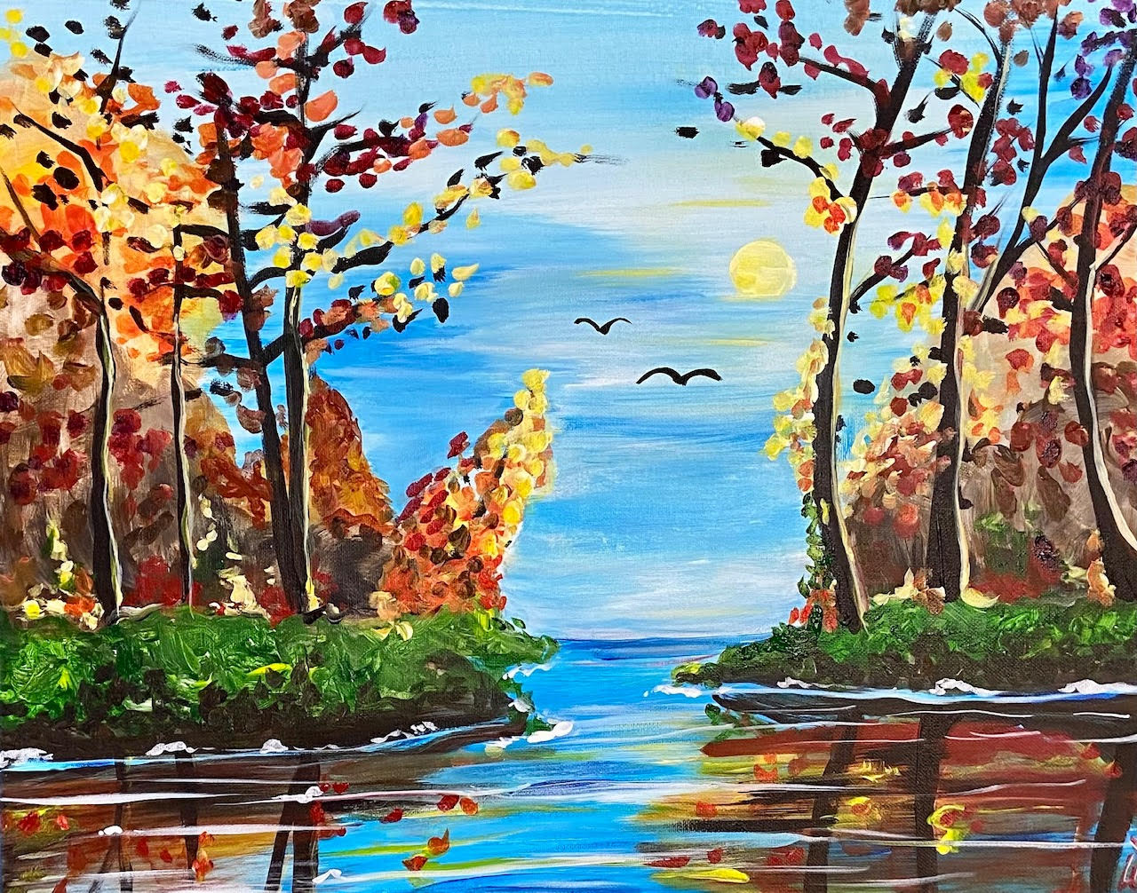 12 Seats Left!  IN STUDIO | Mountain Lake | Single Canvas or Date Night Style 