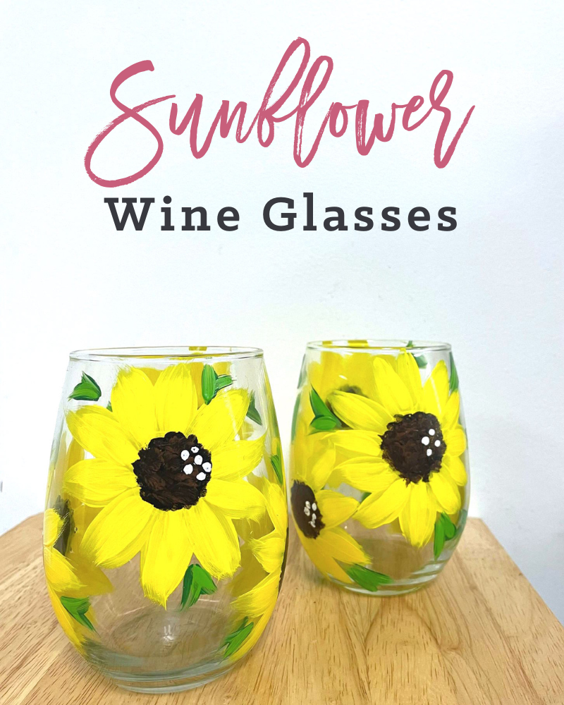 Sunflower Wine Glasses (2 Glasses Per Ticket) 