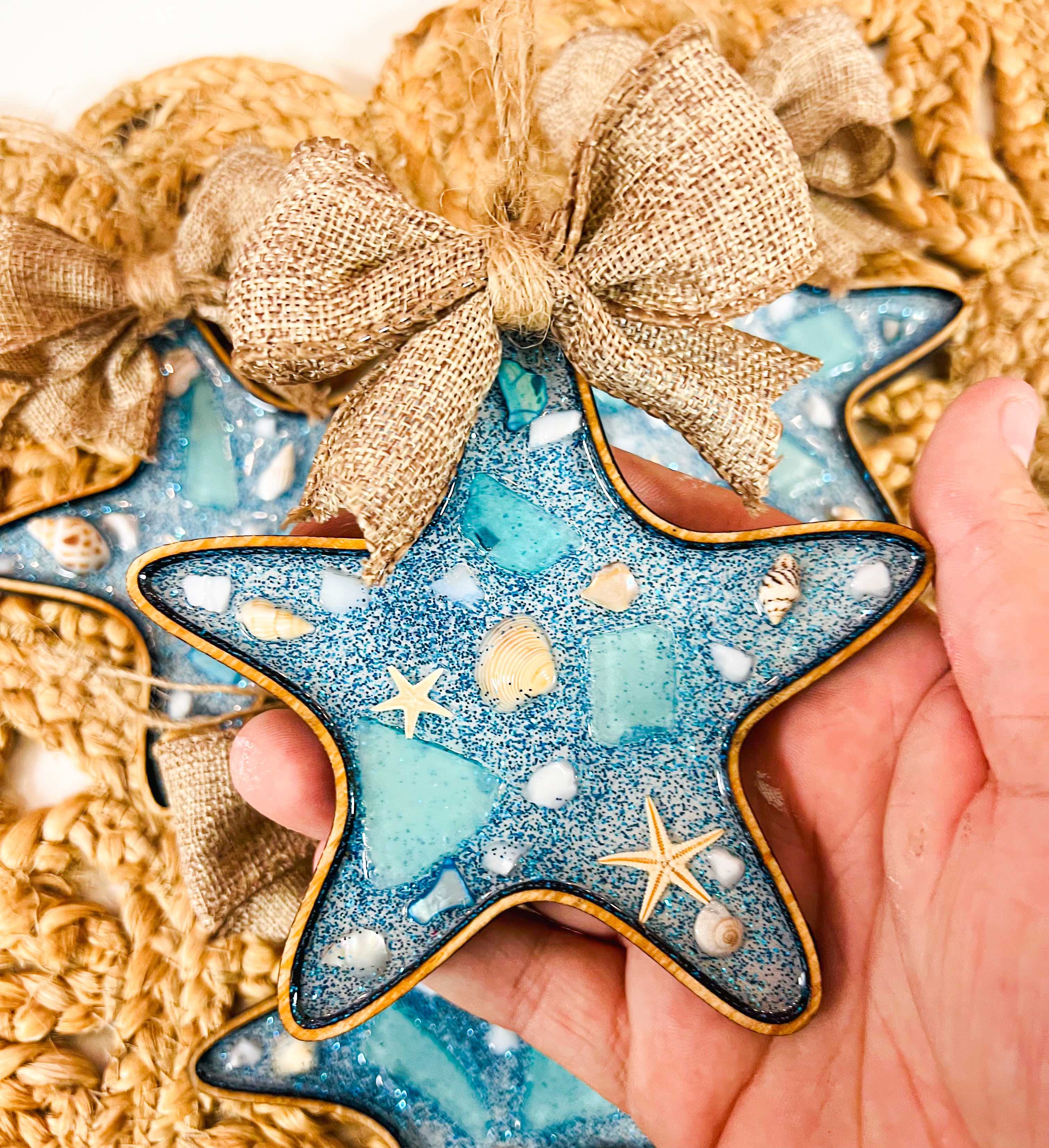 3 resin starfish ornaments!