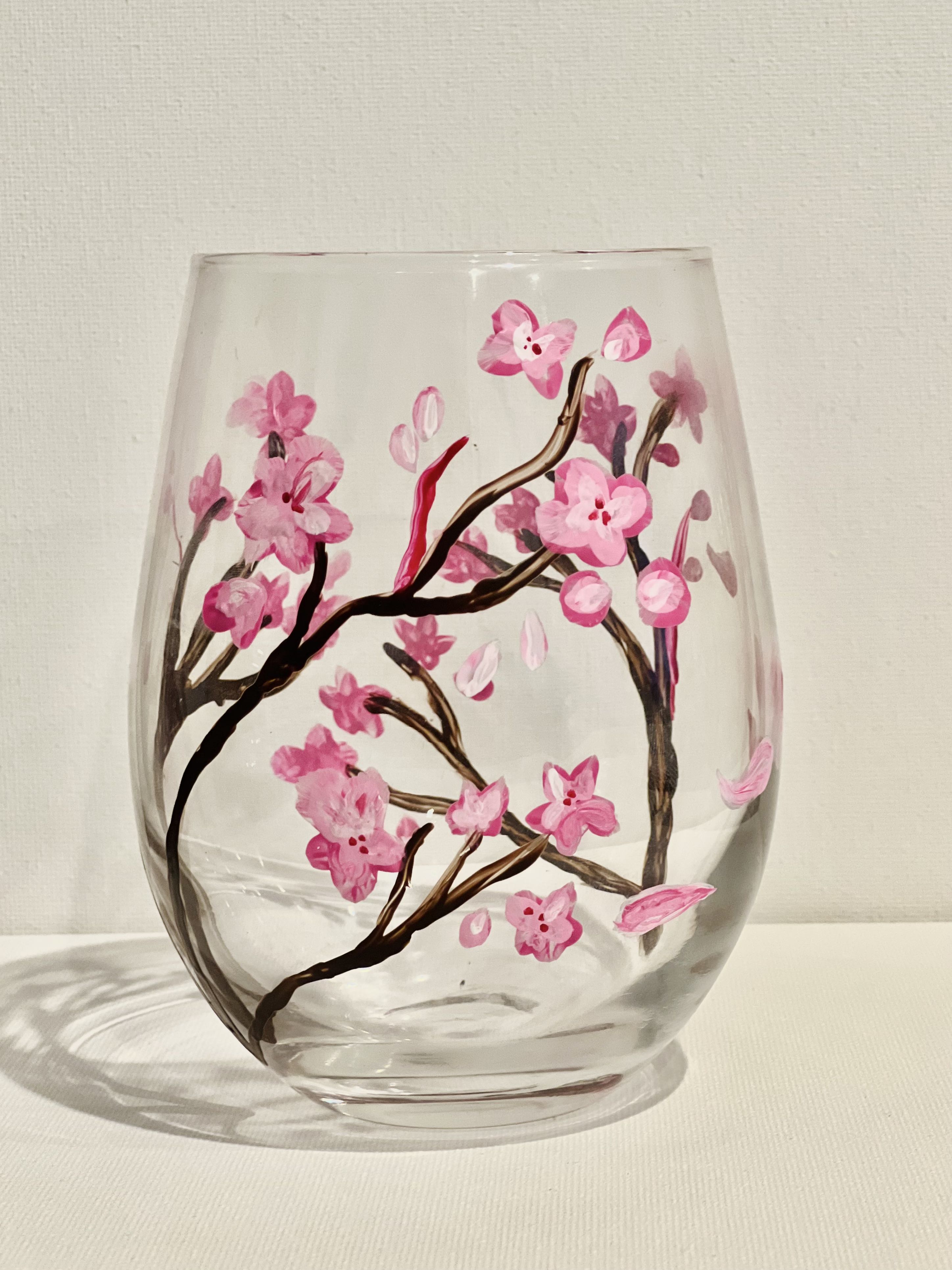 Painting on Wine Glasses: Cherry Blossoms Set of 2