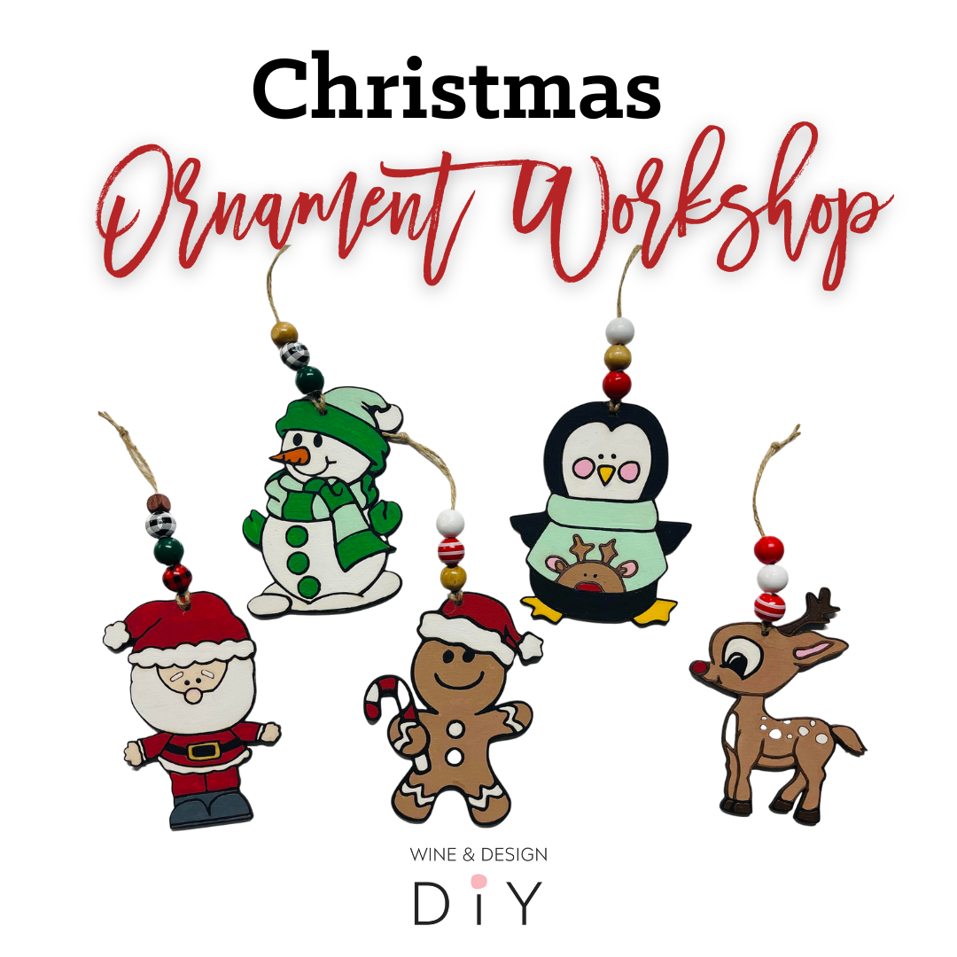 Holiday Open House! Flat Wooden Ornament Set of 5