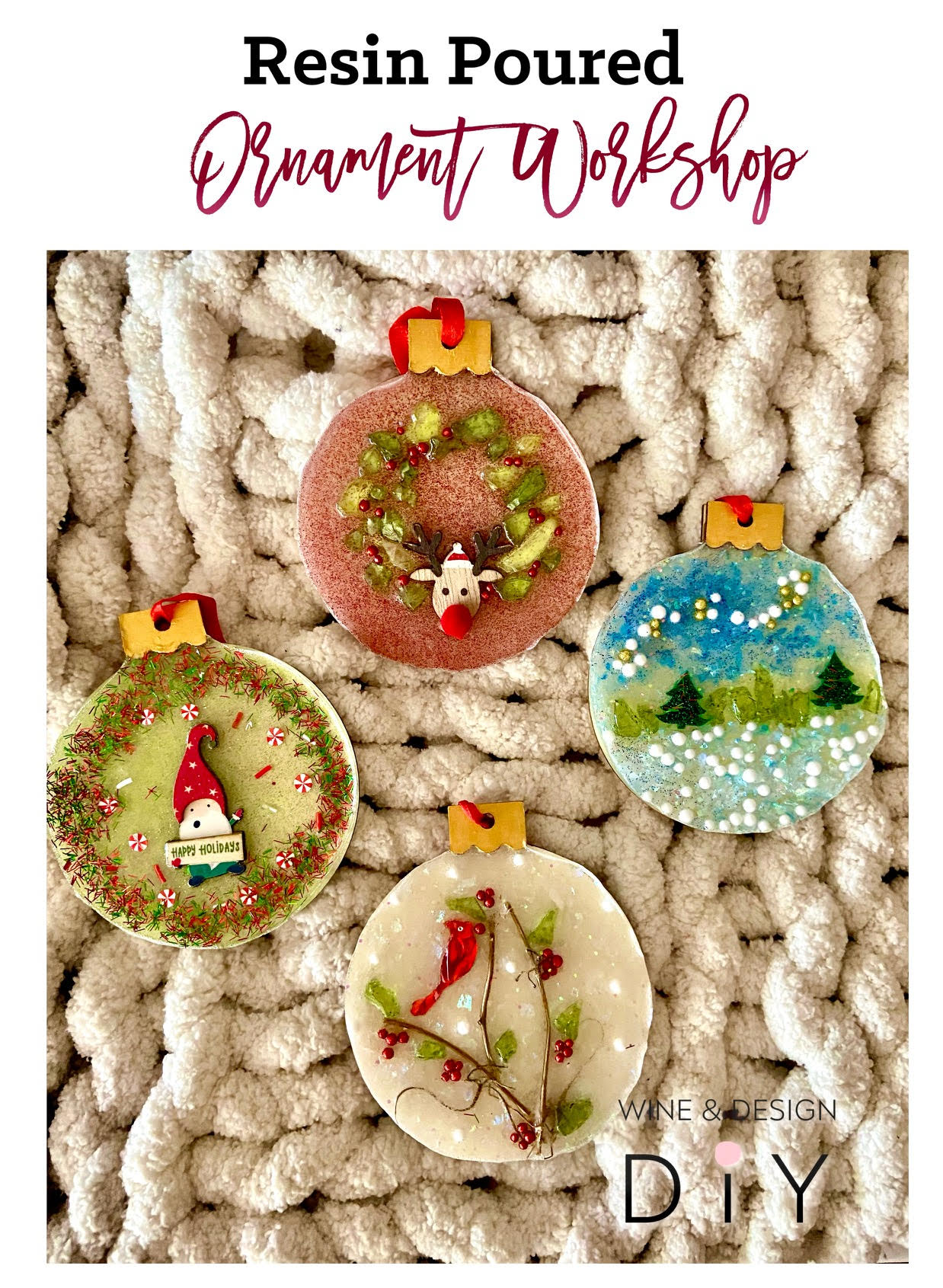  Resin Poured Ornament Workshop | Set of 4 Ornaments - Choice of Globe or Star Shaped Ornaments | Based on Availability