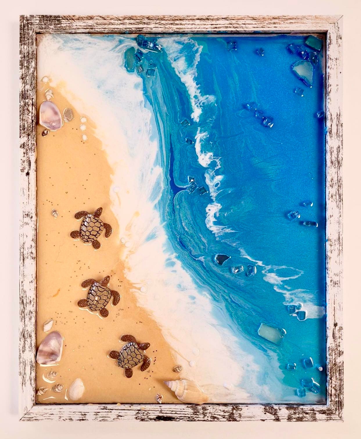 NEW! Baby Sea Turtles in frame Resin