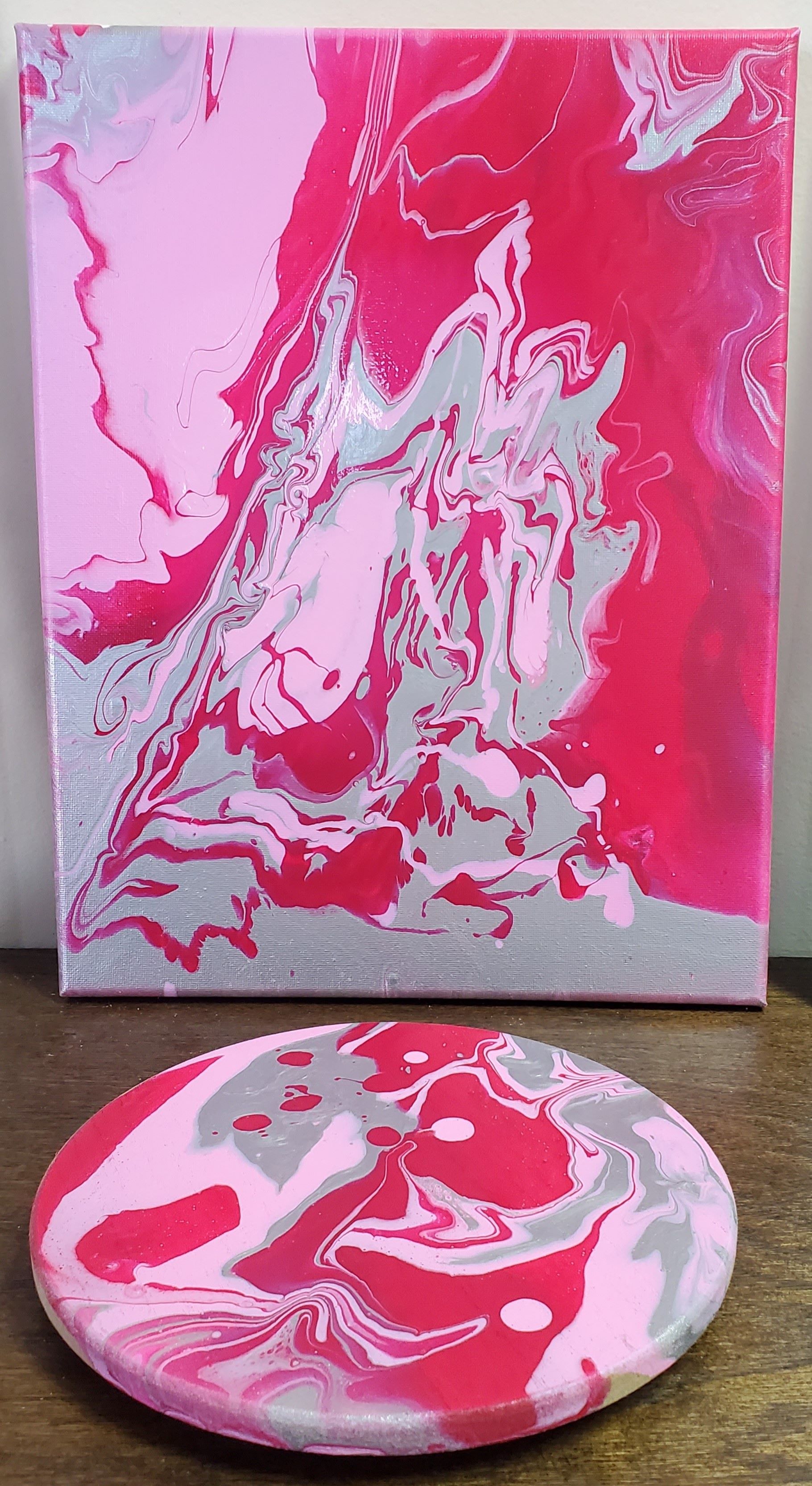 Acrylic Pour Lazy Susan AND Matching Canvas | You Choose Your Colors!