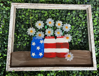 Framed Patriotic Daises with a Resin Finish