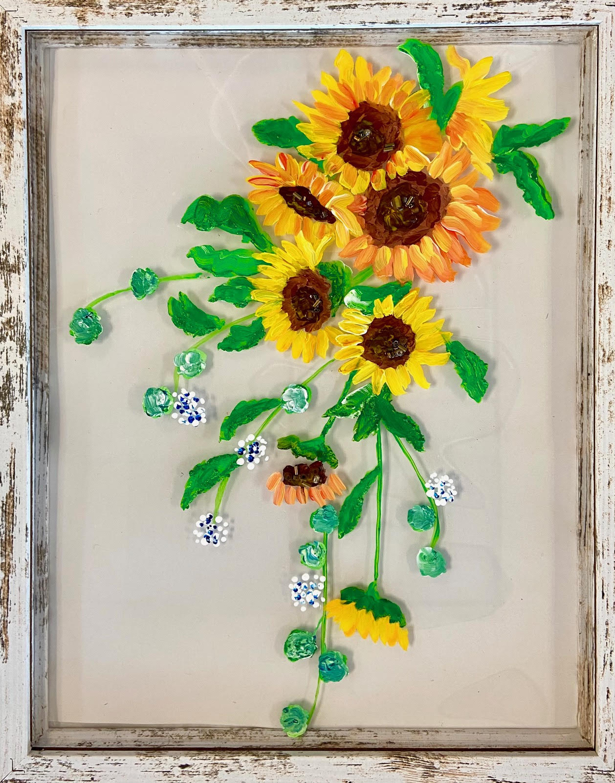 Sunny Sunflowers Framedwitha Resin Finish
