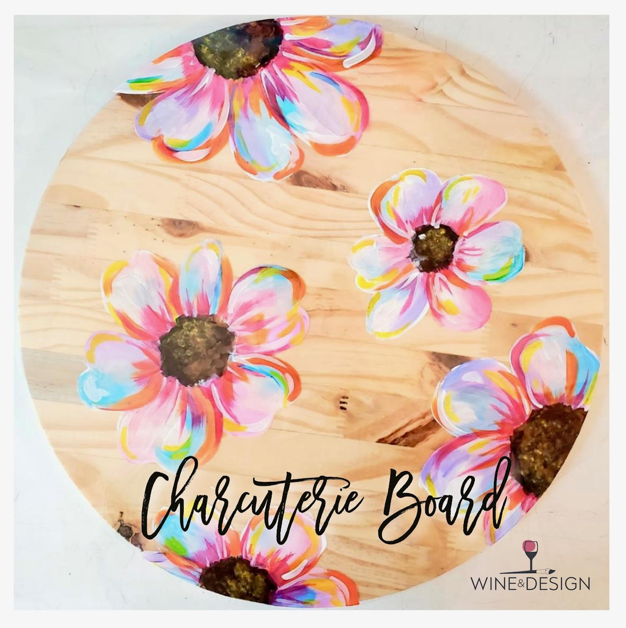 Fun Floral Charcuterie Board 