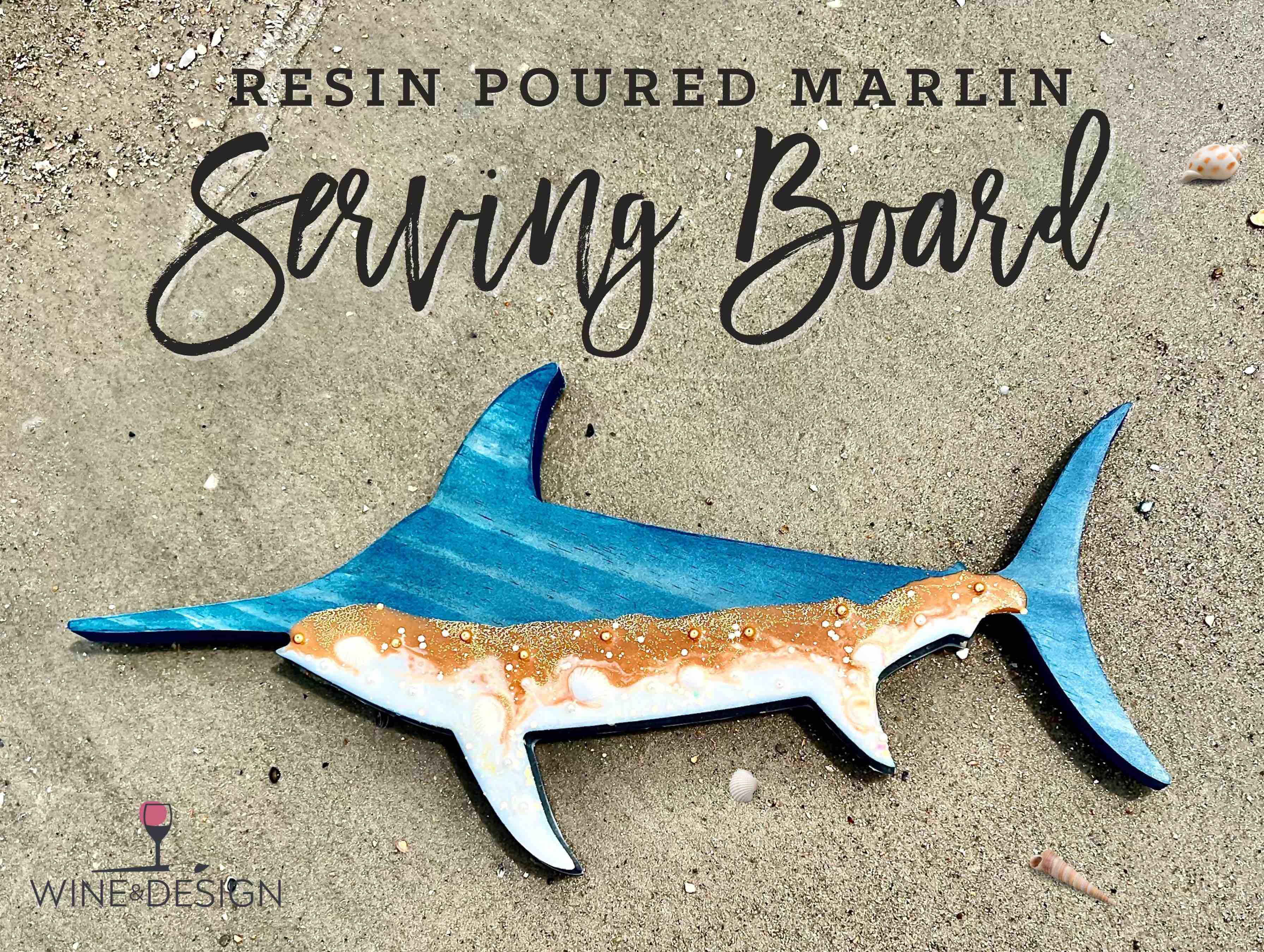 Resin Poured Marlin Serving Board