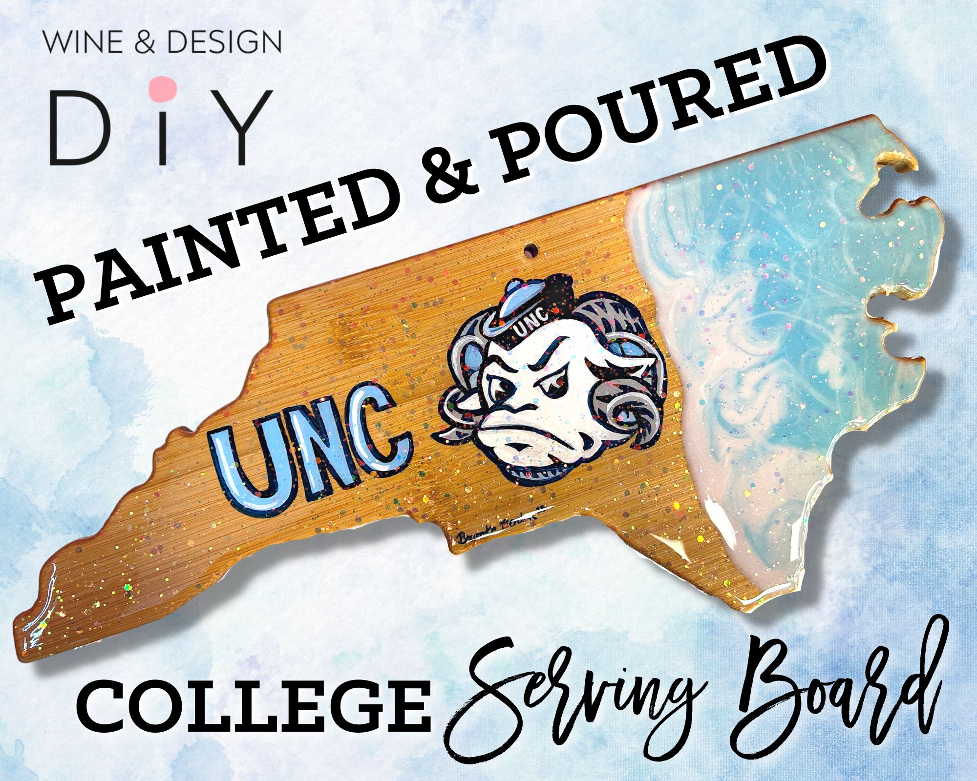 Painted and Poured NC Team Serving Board