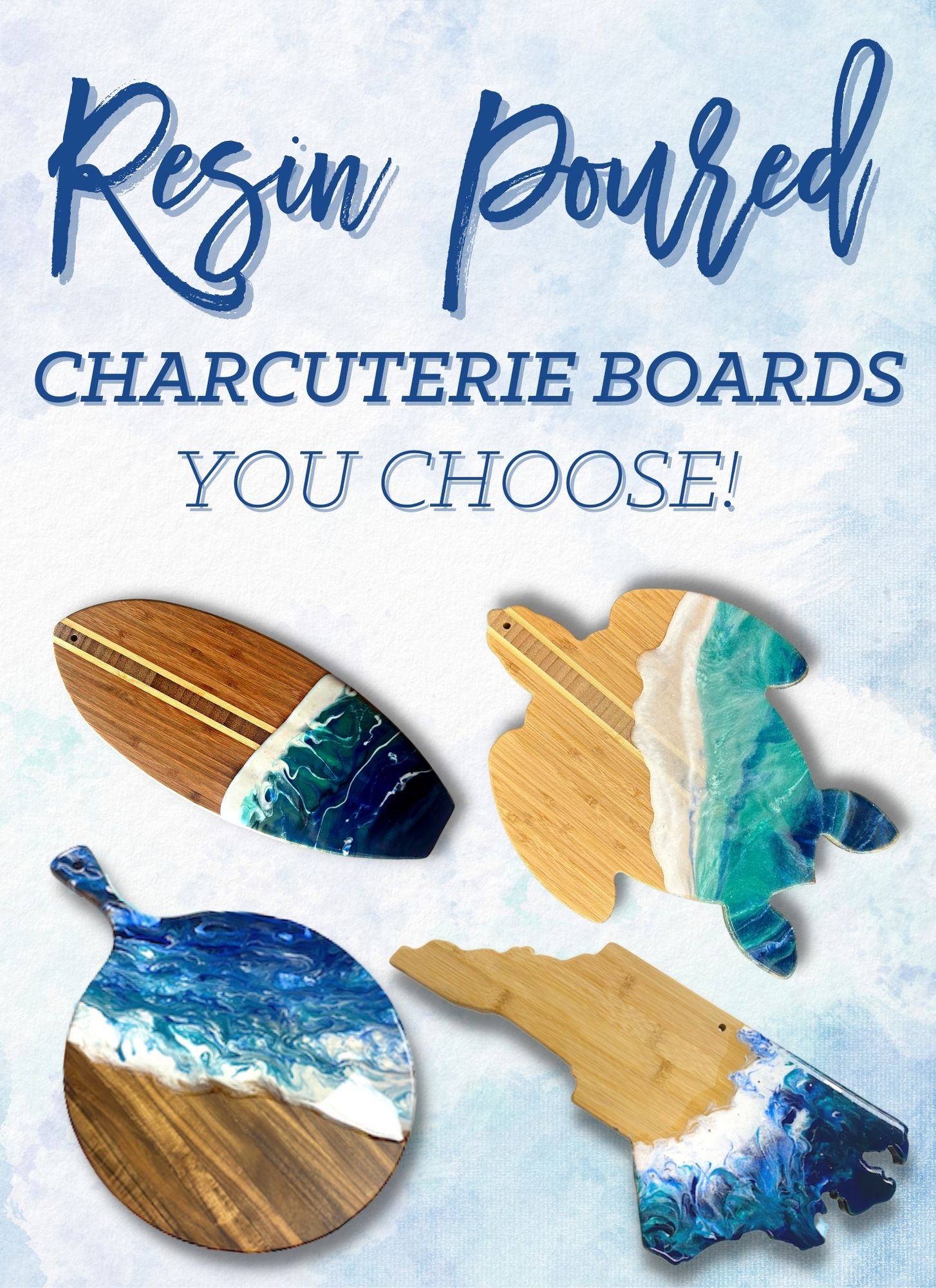 YOU CHOOSE! Resin Poured Charcuterie Boards | 6:30pm *Perfect Gift for Mom!