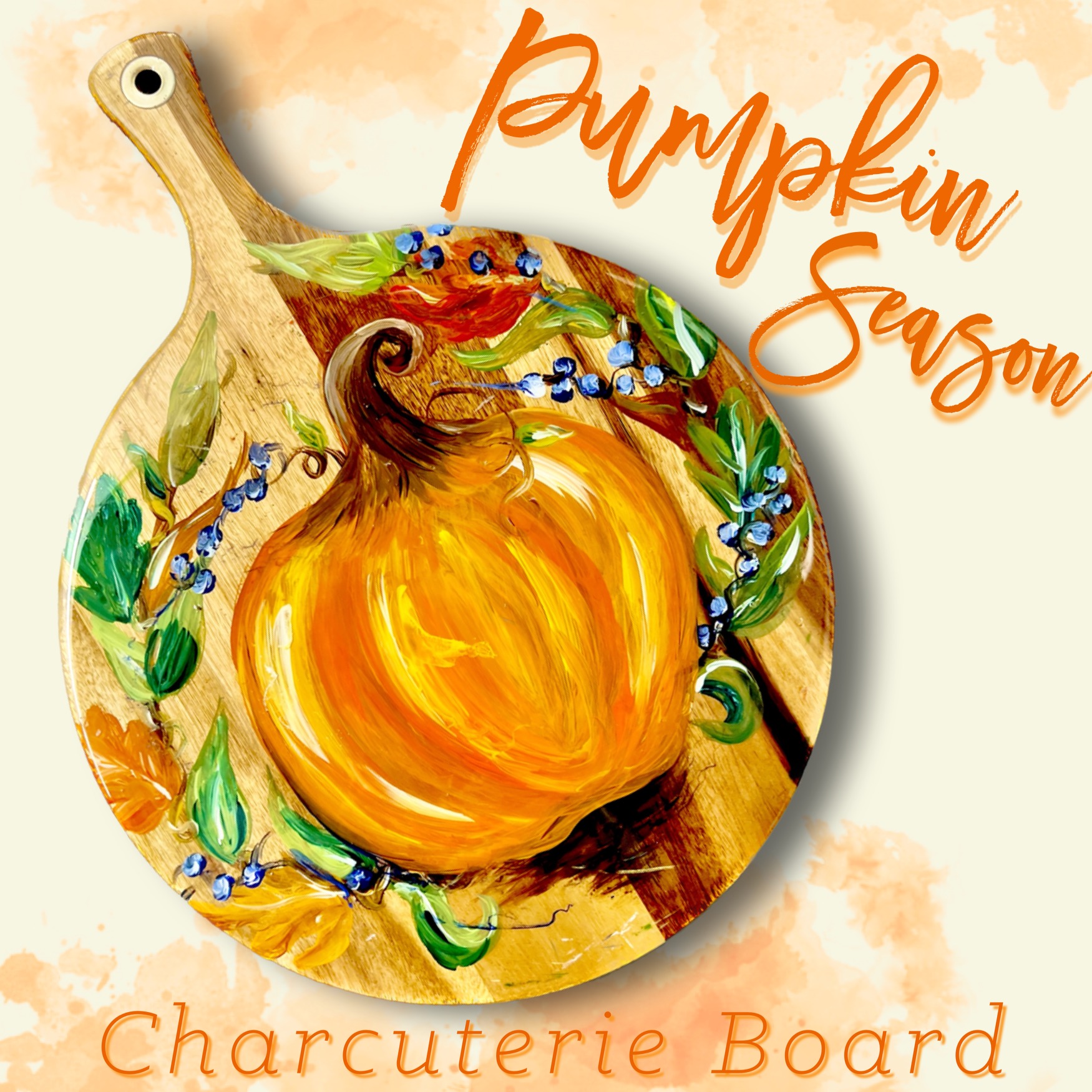 Pumpkin Season Charcuterie Board with Resin Finish