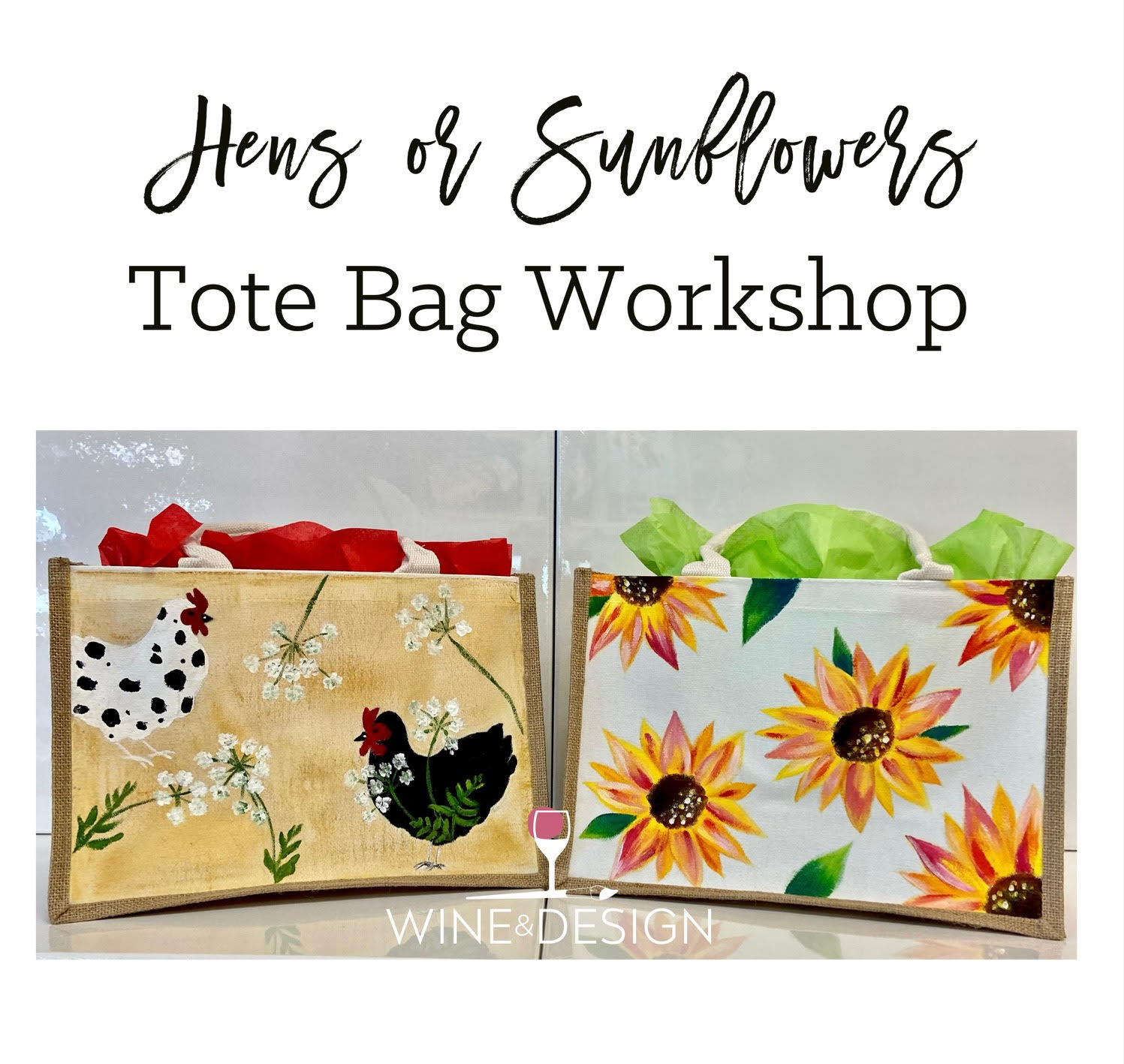 Hens or Sunflowers Tote Bag | Workshop