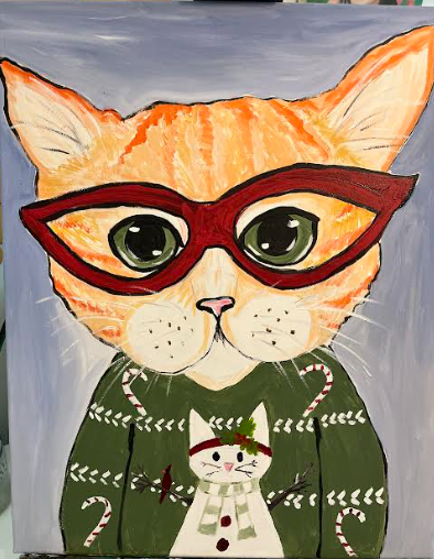 Christmas Sweater Cat **Includes 1st Glass of Wine**