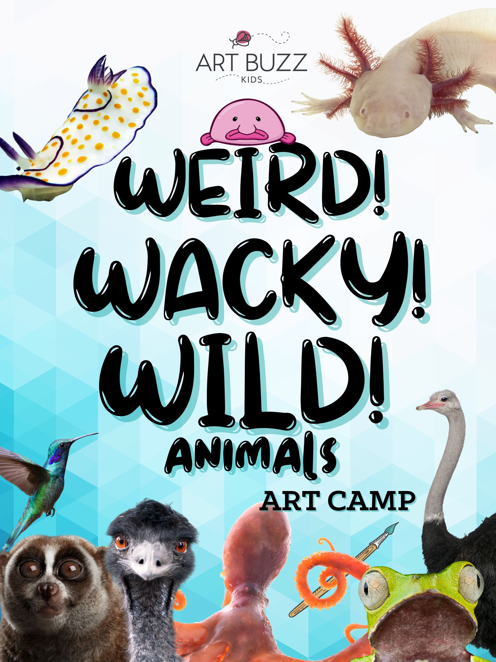 NEW Week Long Summer Kids Art Camp: Weird Wacky Wild Animals! 9AM-1PM. Offered Daily *scroll down to see paintings