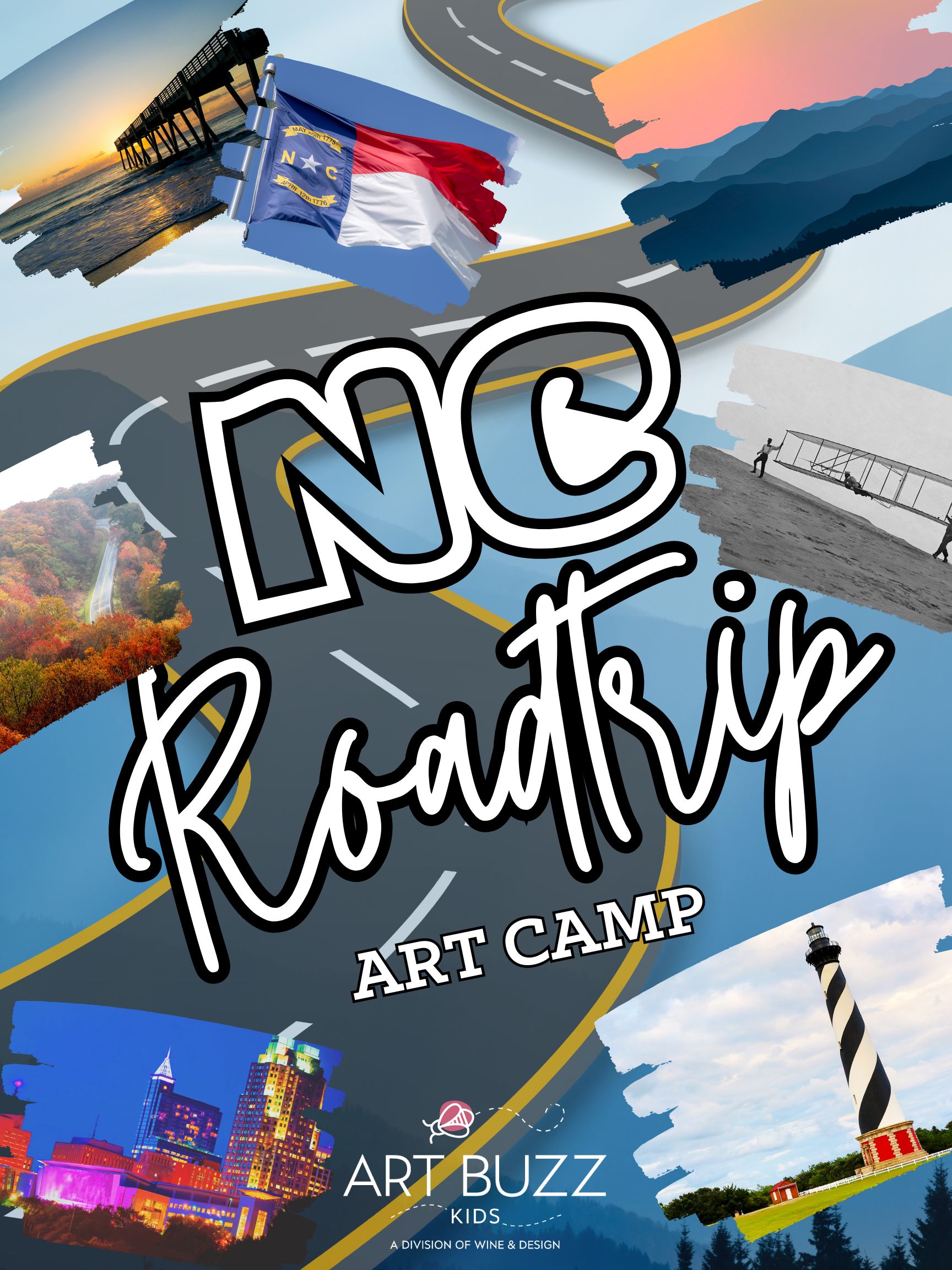 BRAND NEW: "NC Roadtrip!" Art Buzz Kids Art Camp! 10AM-2PM