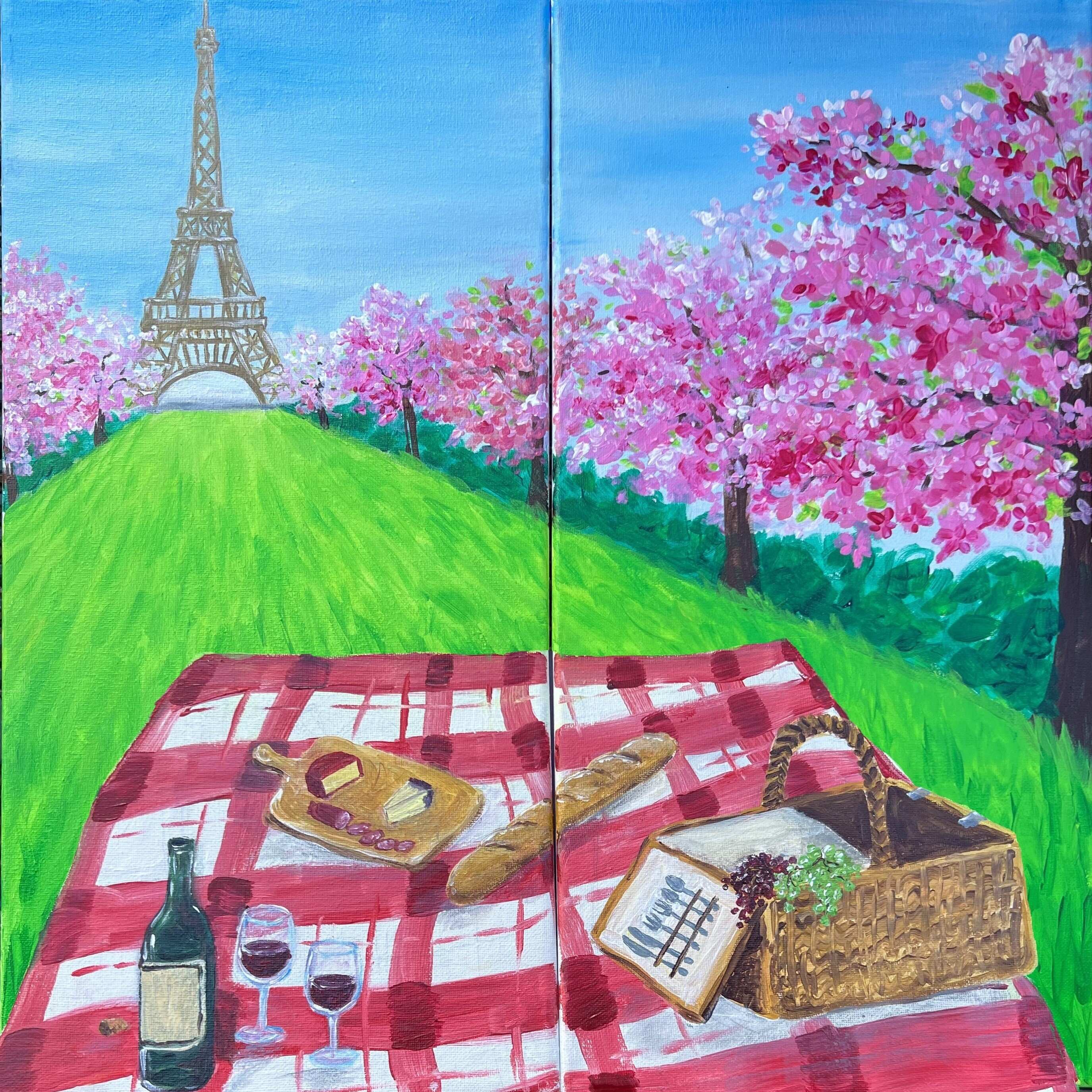 Picnic in Paris DATE SET or SINGLE CANVAS at 3:00 pm