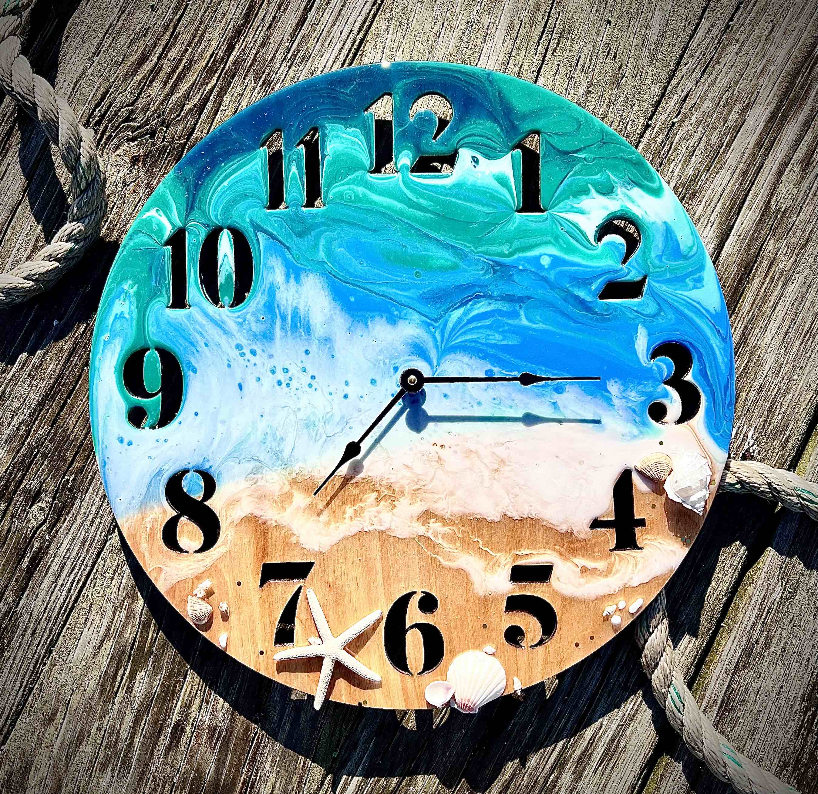 BRAND NEW! Resin Poured Ocean Clock