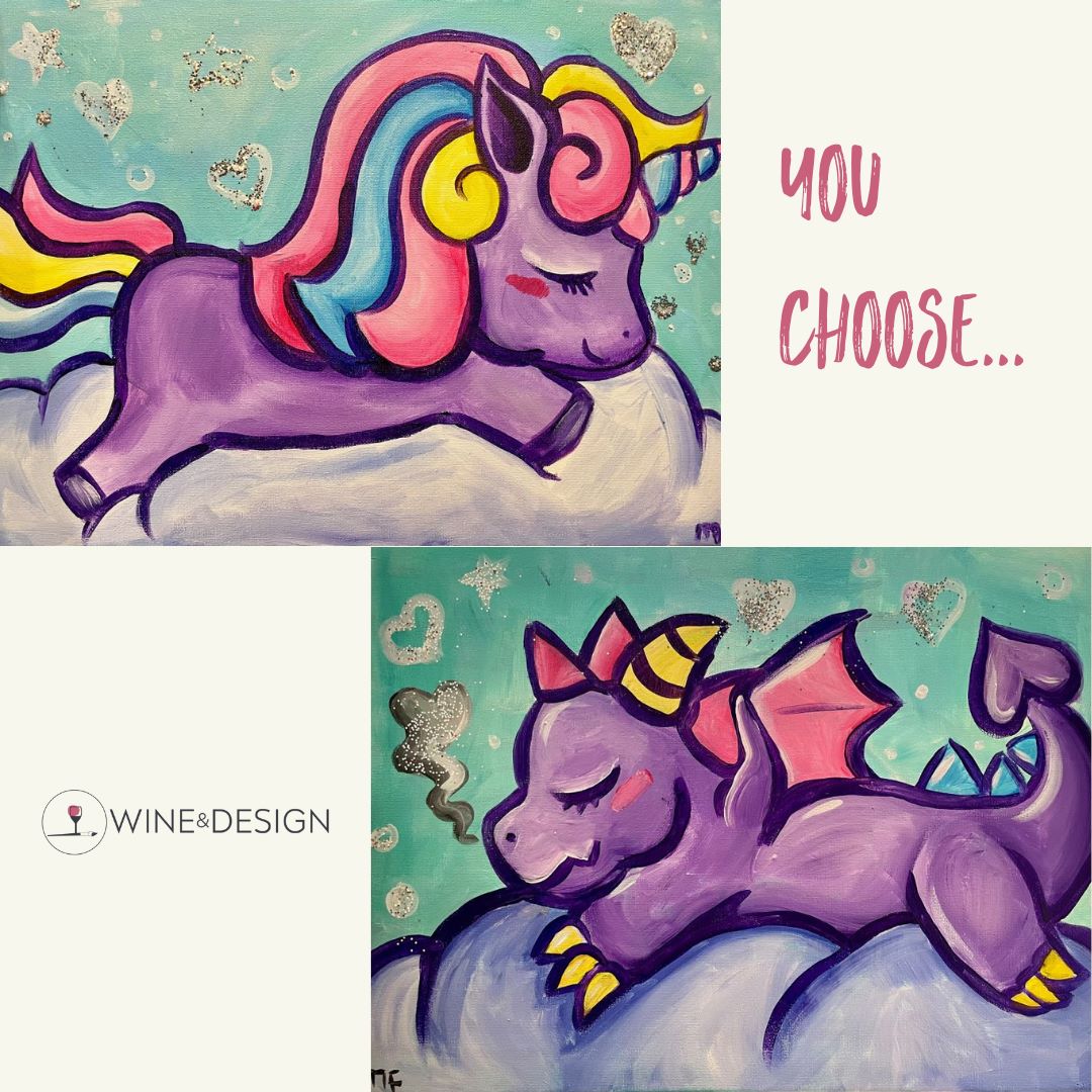 All Ages - You Choose Sleeping Baby Unicorn / Dragon - BYOB and Free Parking
