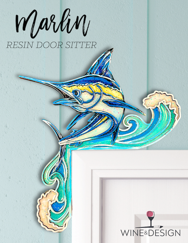 Blue Marlin Resin Door Sitter