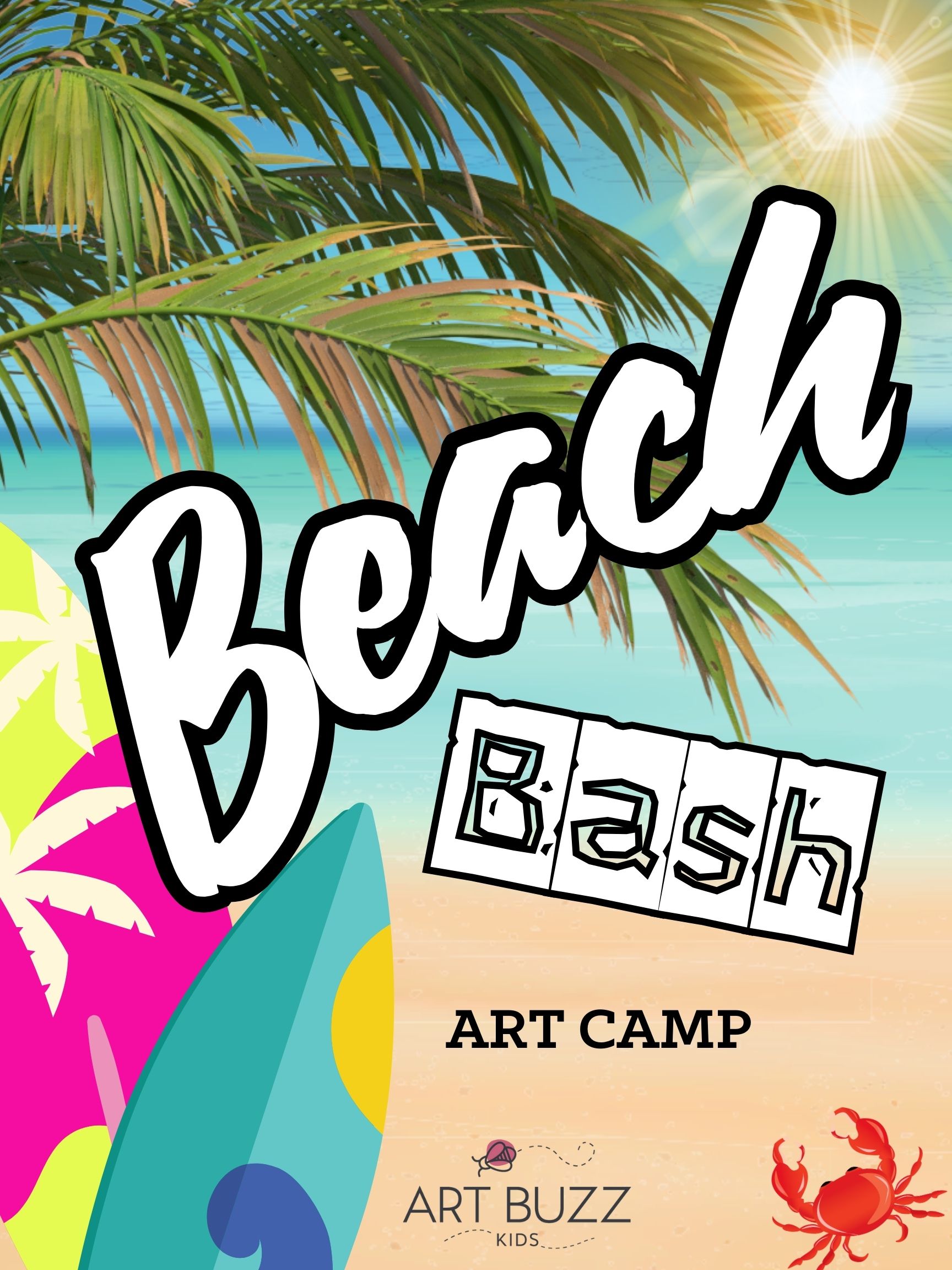 Week Long Summer Kids Art Camp: Beach Bash! 9AM-1PM. Offered Daily. *scroll to see paintings