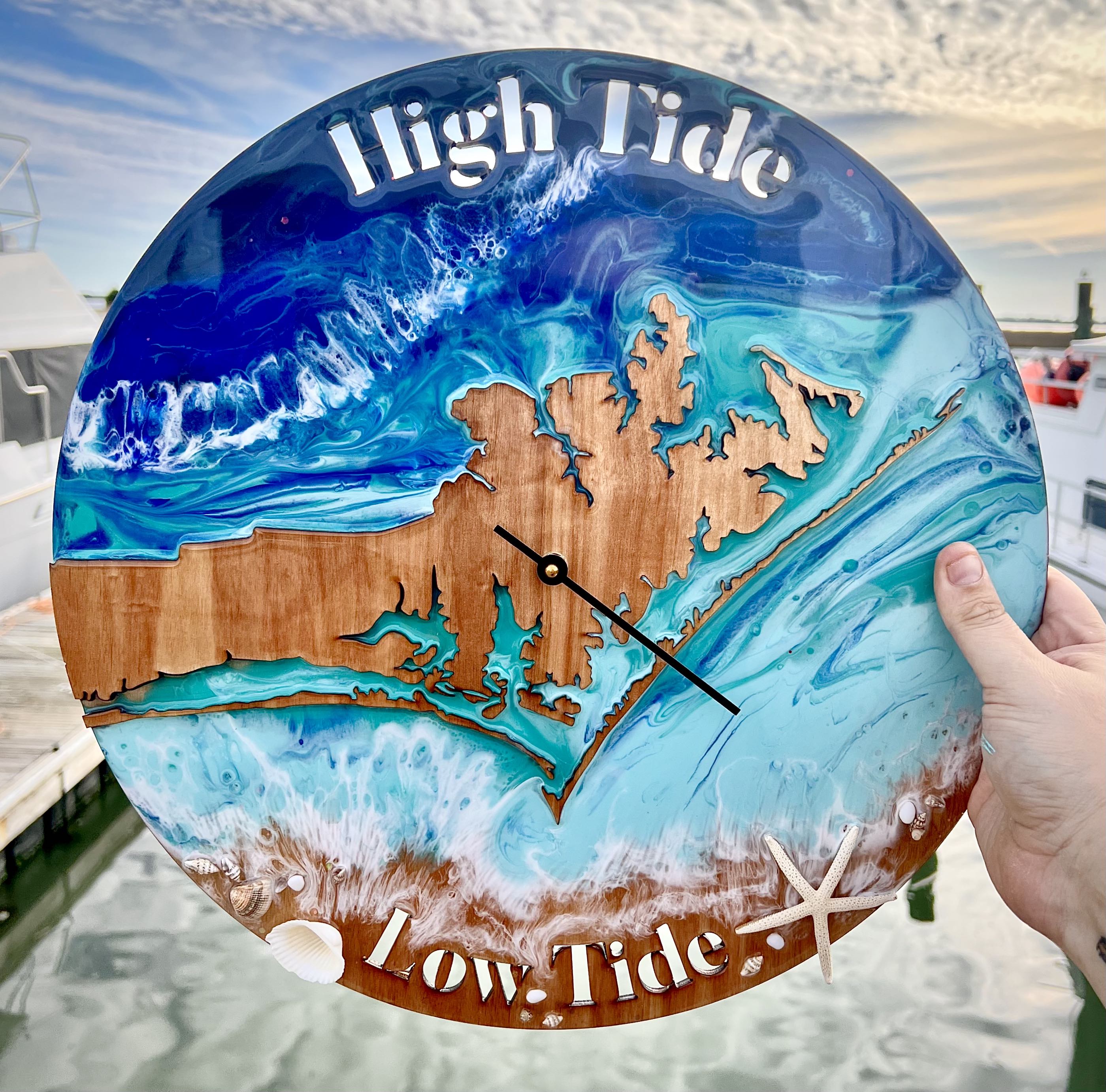 Resin Poured Carteret County Tide Clock
