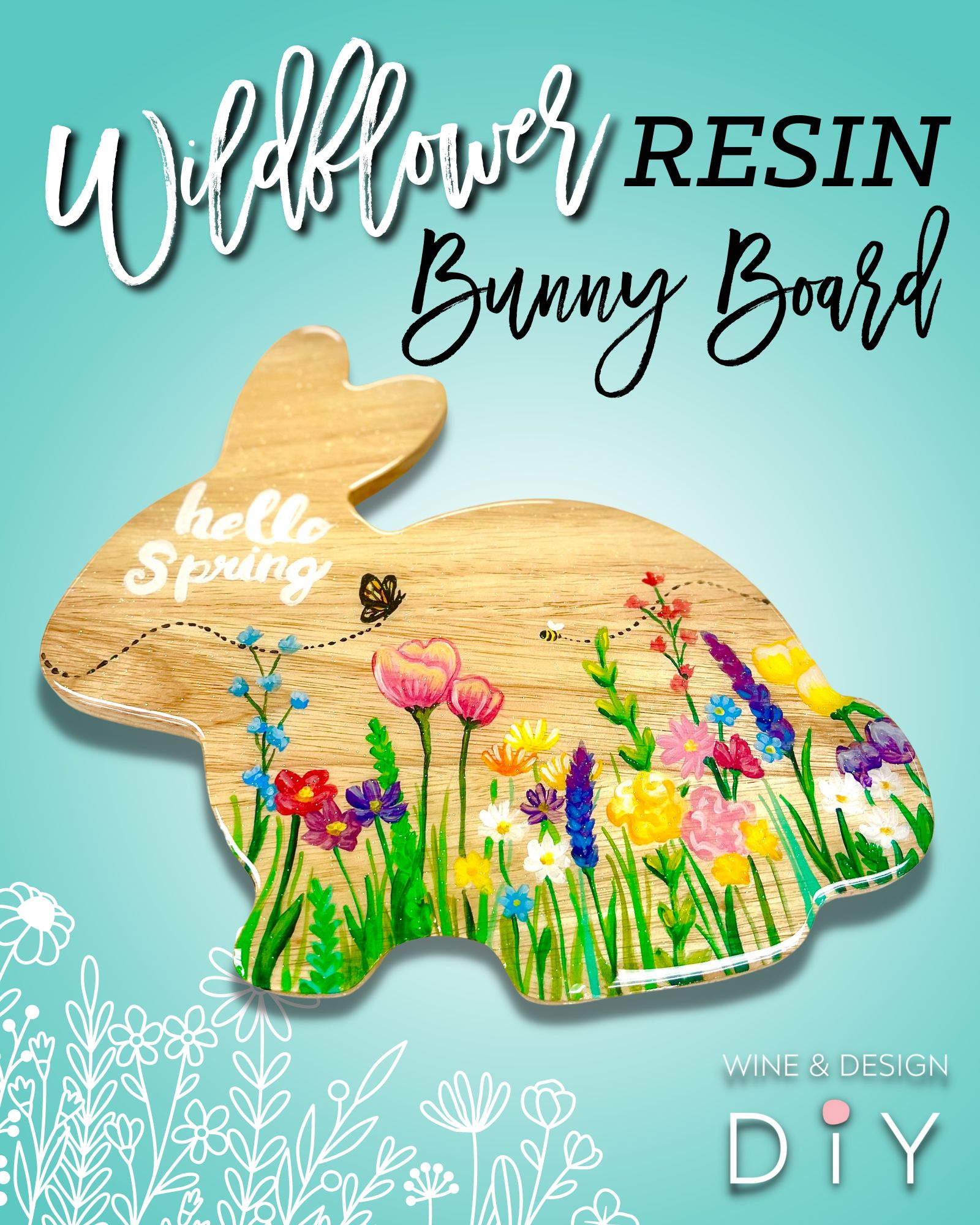 Wildflower Resin Bunny Board