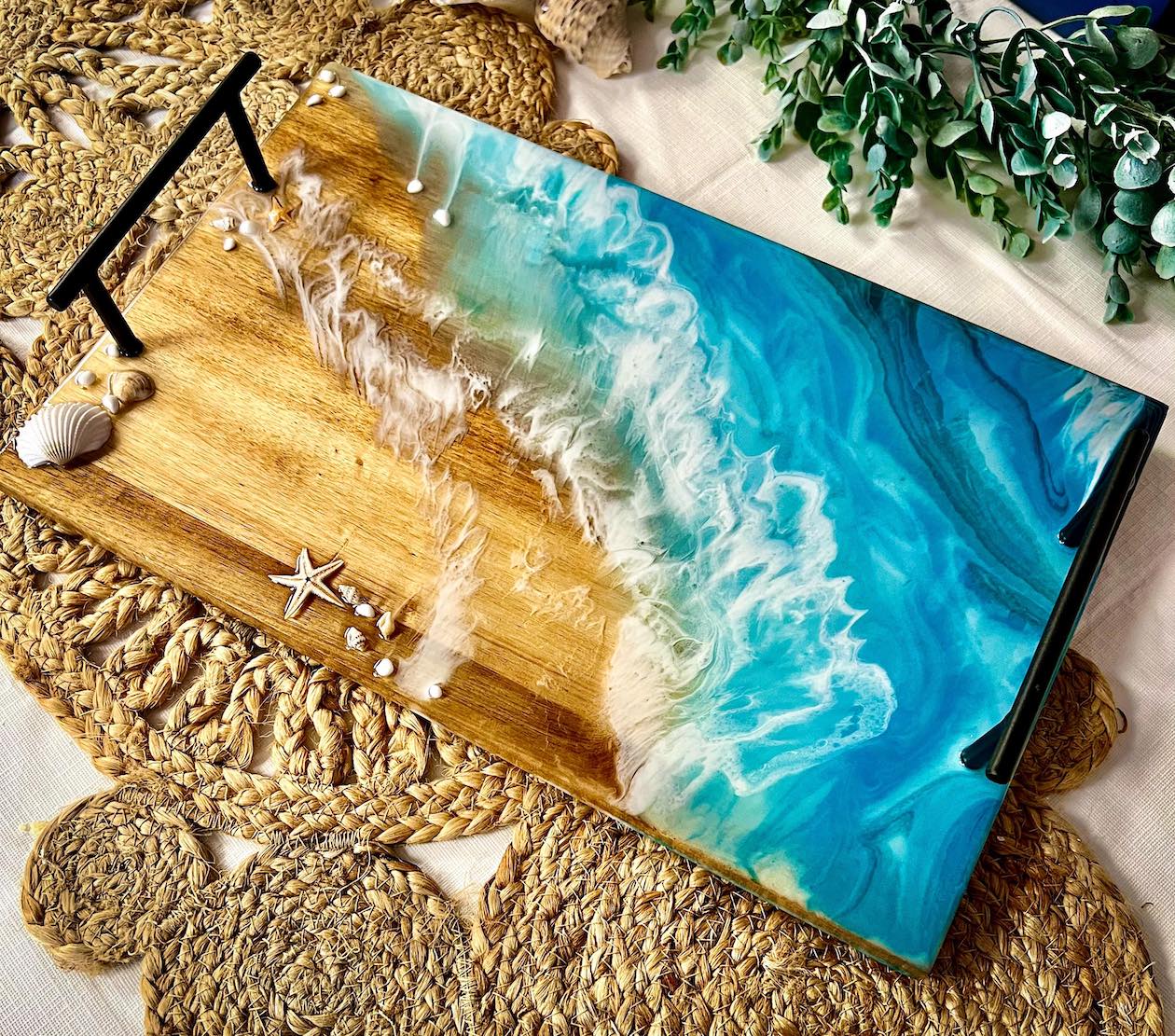NEW! Resin Poured Ocean Wave Tray