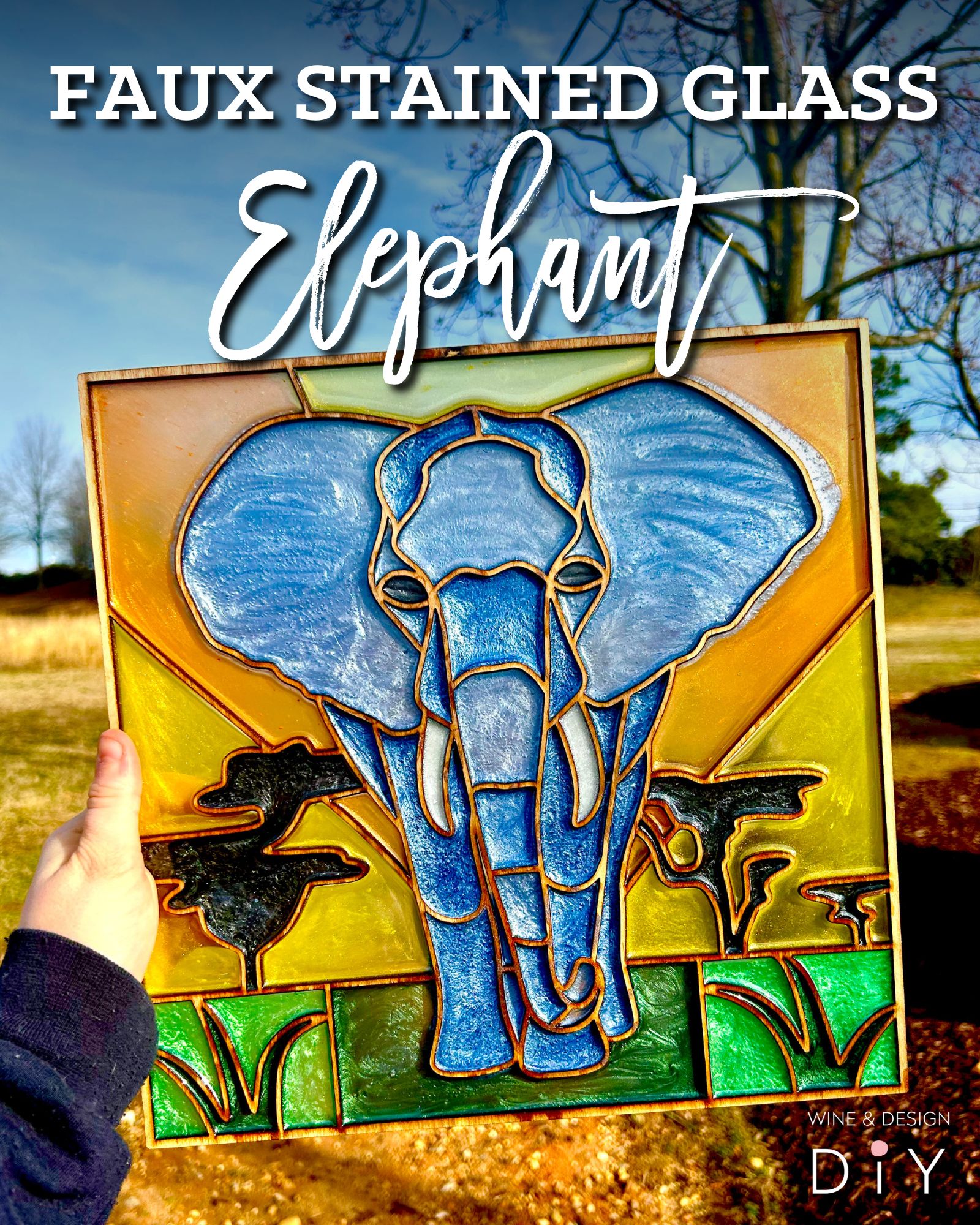 Faux Stained Glass Elephant