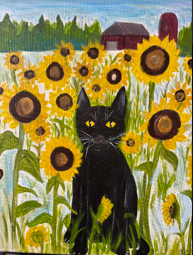 Cat in Sunflowers- Family Friendly Paint pARTy