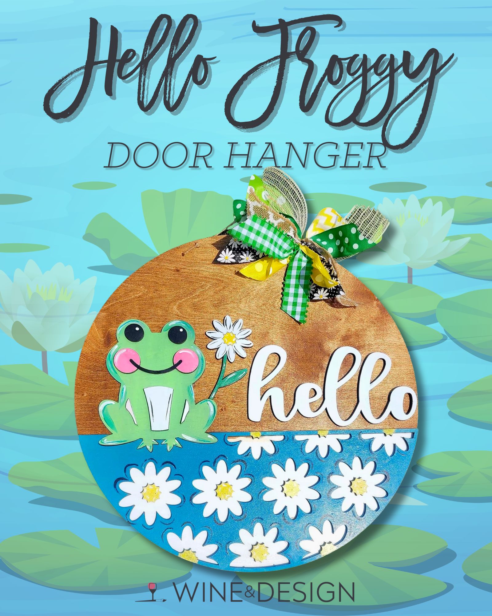 Hello Froggy Wooden Door Hanger