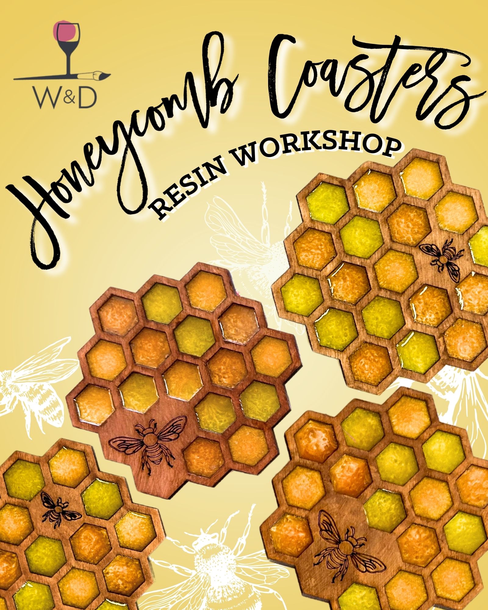 DIY | Set of 4 Honeycomb Resin Coasters