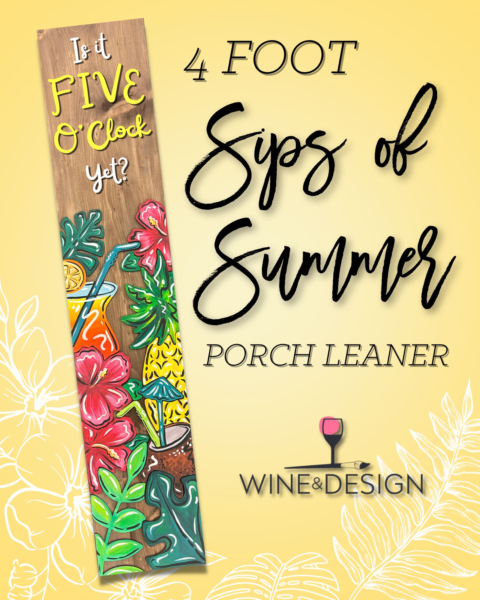 BRAND NEW! Sips of Summer 4 Foot Porch Leaner
