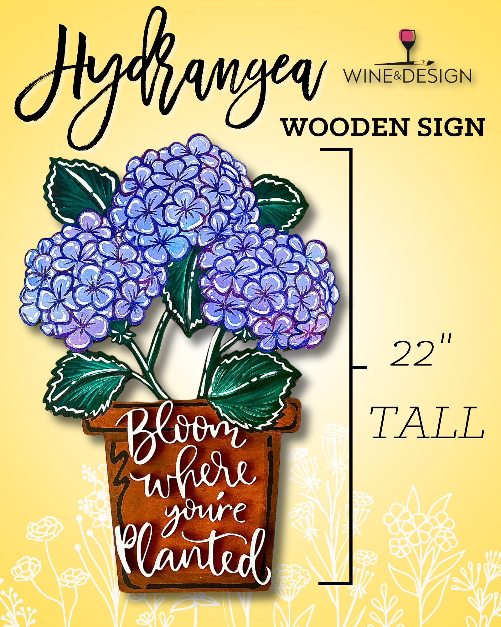 22" Hydrangea Wooden Sign Workshop