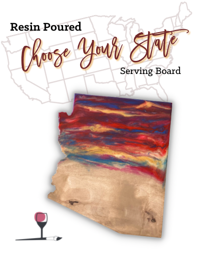 CHOOSE YOUR STATE RESIN SERVING BOARD | PEACOCK WINE & BOOK BAR 1525 N GILBERT RD